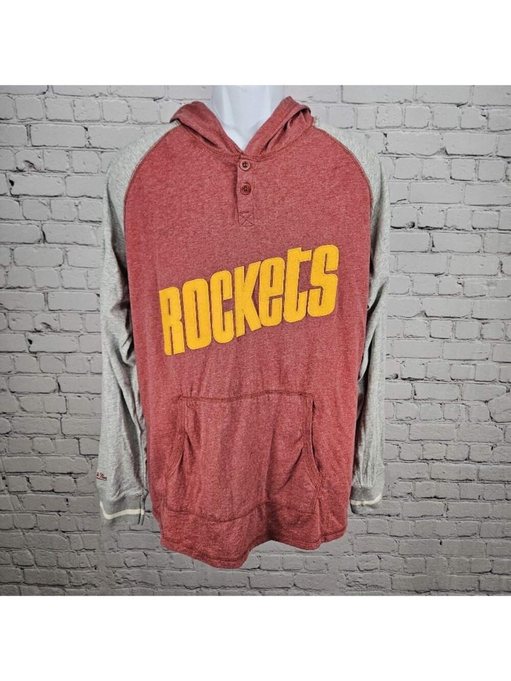 Houston Rockets NBA Mitchell & Ness Red Grey Pullover Lightweight Hoodie Top XL
